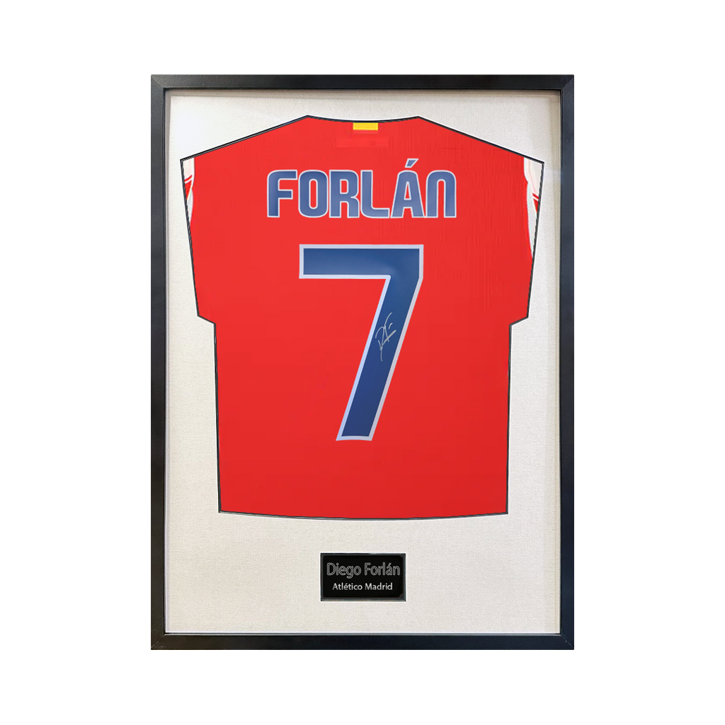 Diego Forlan Signed Atlético Madrid Shirt Standard Frame