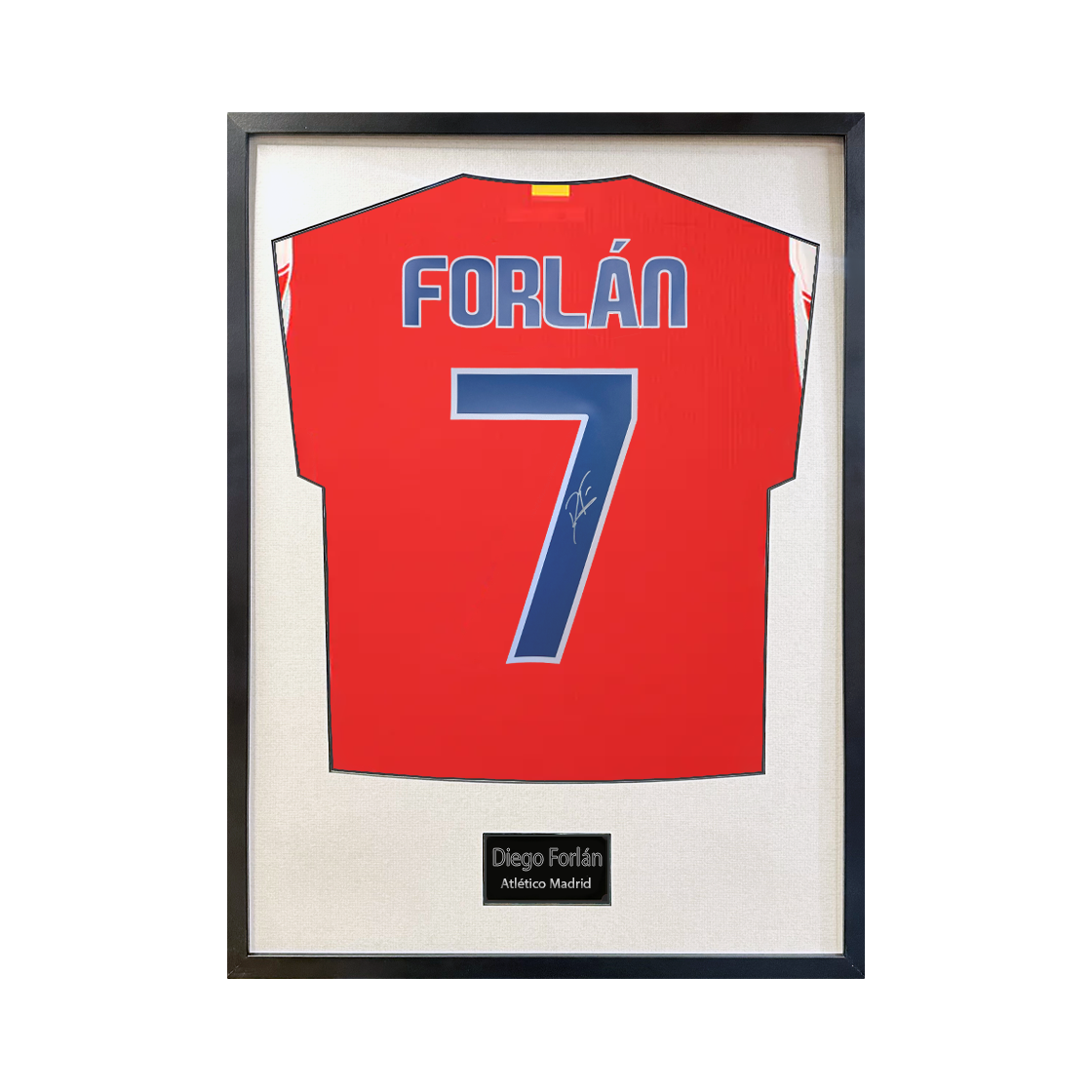 Diego Forlan Signed Atlético Madrid Shirt Standard Frame