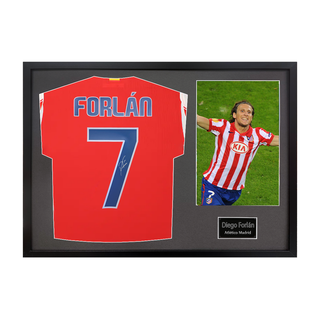 Diego Forlan Signed Atlético Madrid Shirt Classic Frame