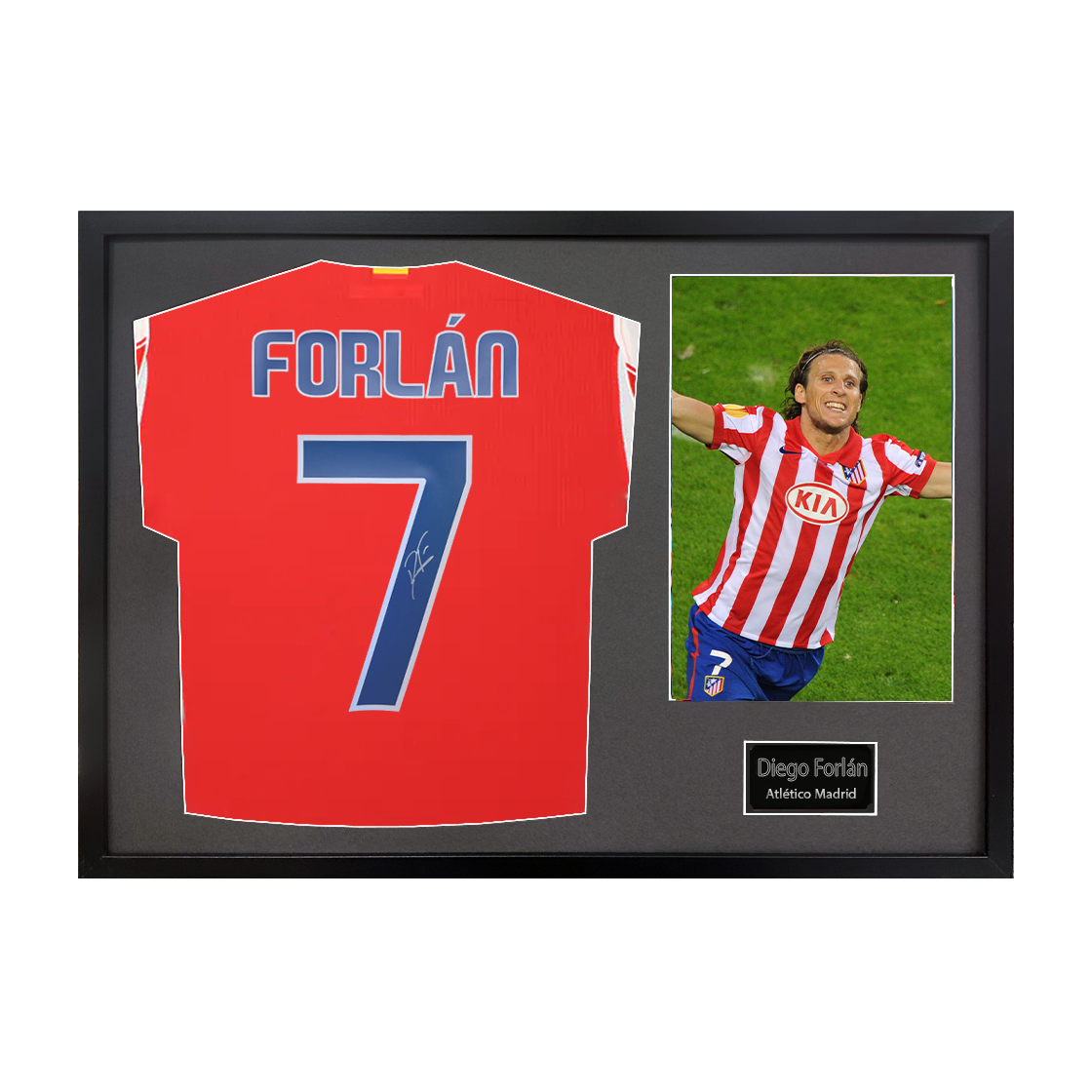 Diego Forlan Signed Atlético Madrid Shirt Classic Frame