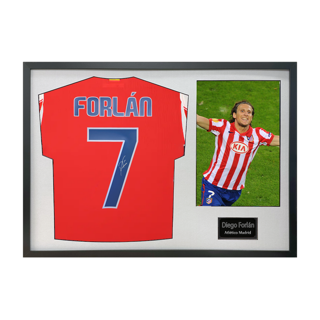 Diego Forlan Signed Atlético Madrid Shirt Classic Frame