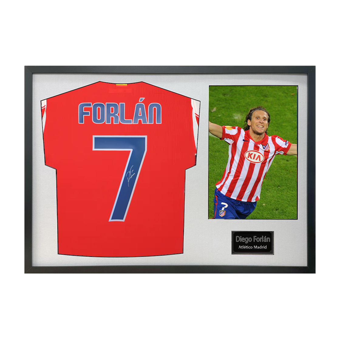 Diego Forlan Signed Atlético Madrid Shirt Classic Frame