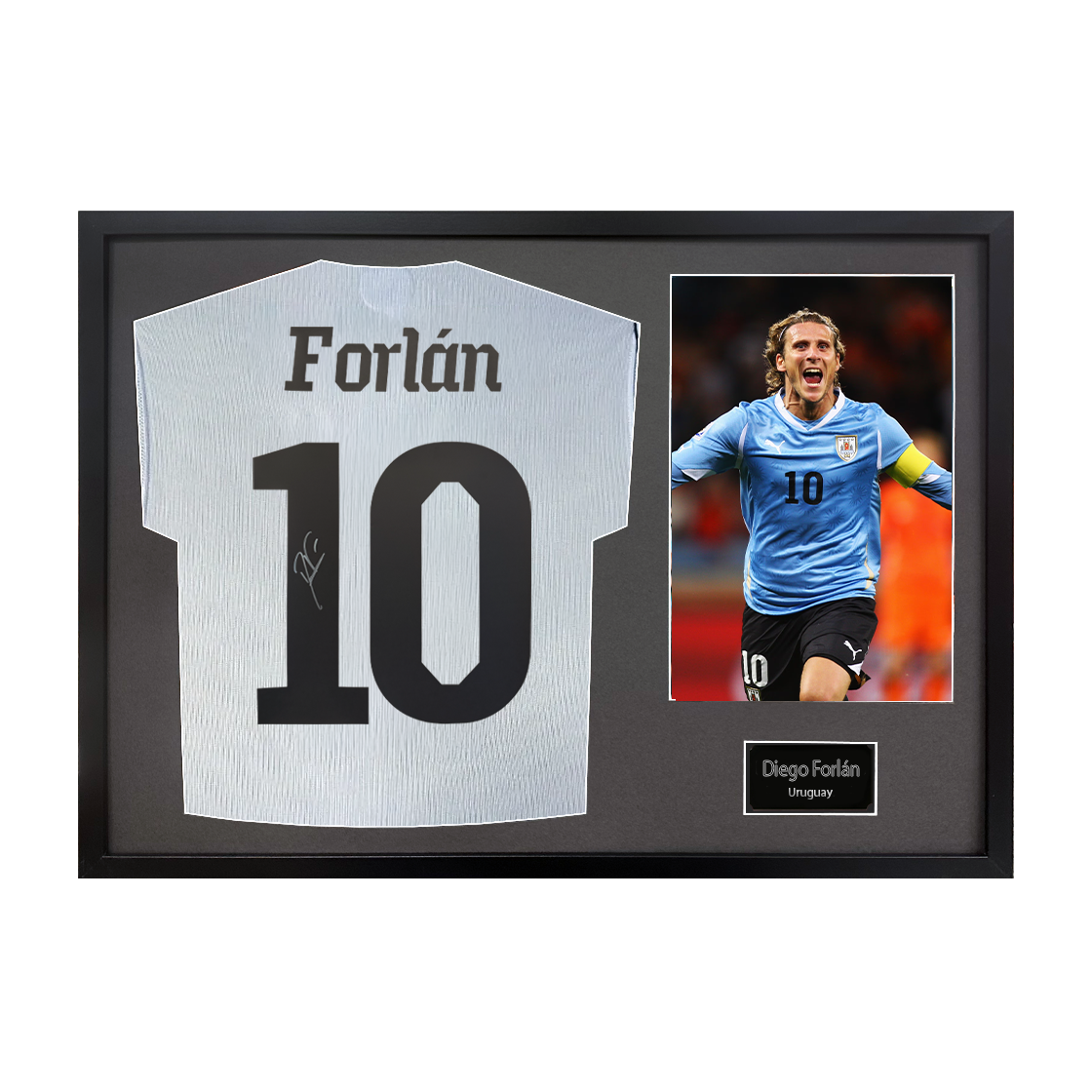 Diego Forlan Signed Uruguay Shirt Classic Frame