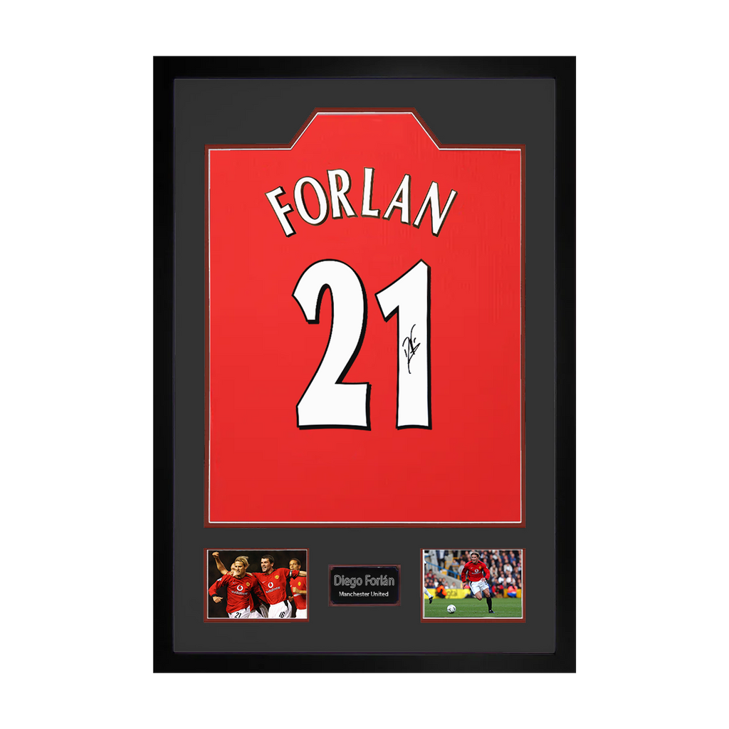 Diego Forlan Signed Manchester United Shirt Premium Frame
