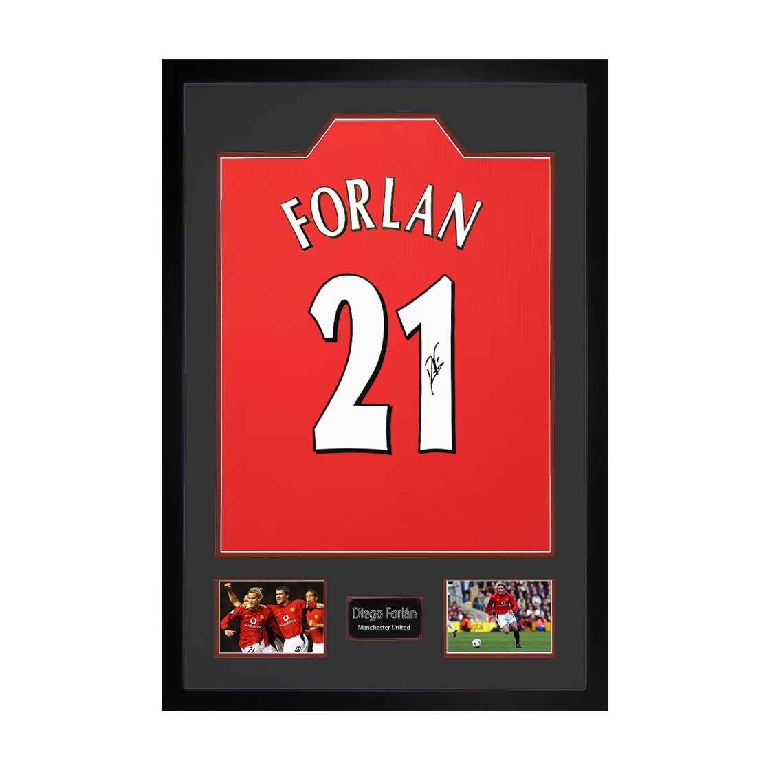 Diego Forlan Signed Manchester United Shirt Premium Frame