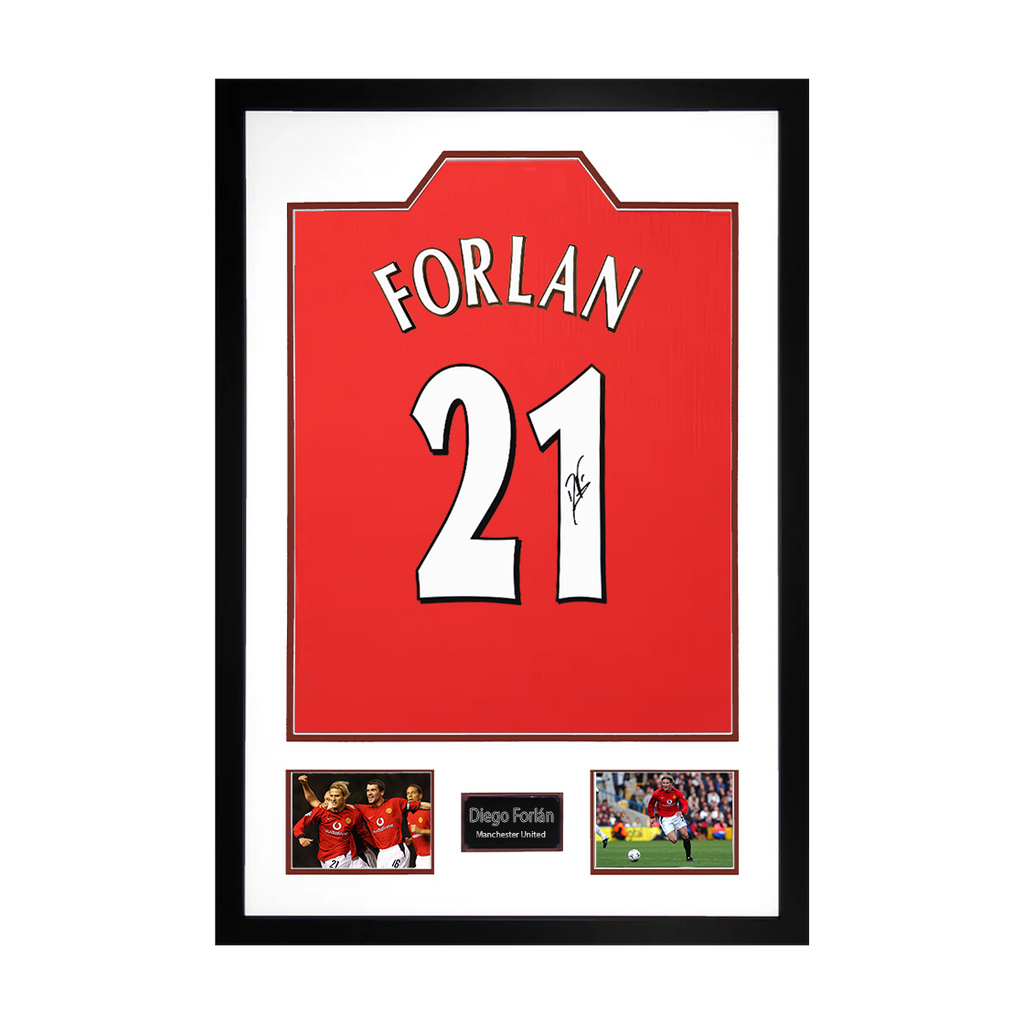 Diego Forlan Signed Manchester United Shirt Premium Frame