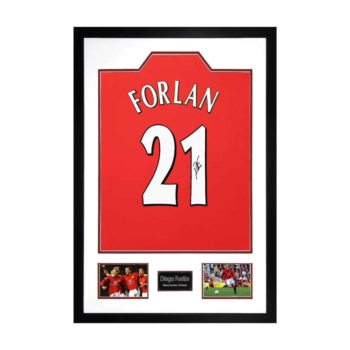 Diego Forlan Signed Manchester United Shirt Premium Frame