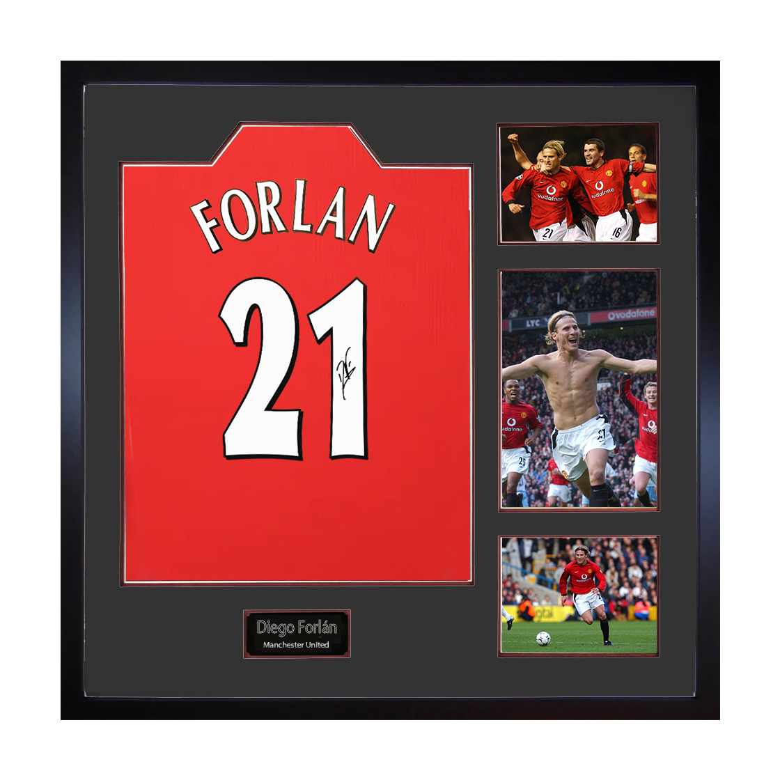 Diego Forlan Signed Manchester United Shirt Elite Frame