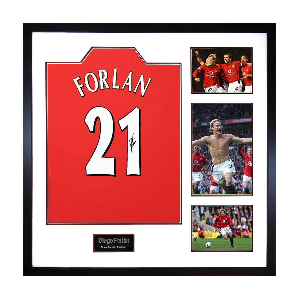Diego Forlan Signed Manchester United Shirt Elite Frame