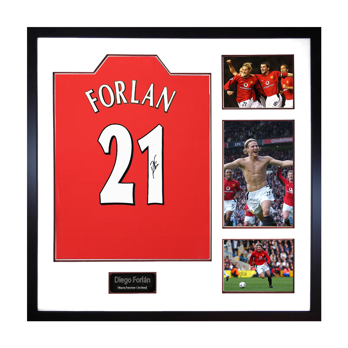 Diego Forlan Signed Manchester United Shirt Elite Frame