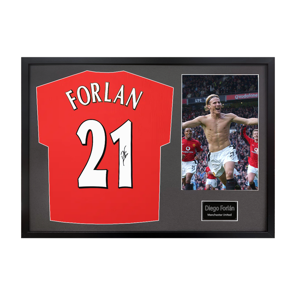 Diego Forlan Signed Manchester United Shirt Classic Frame