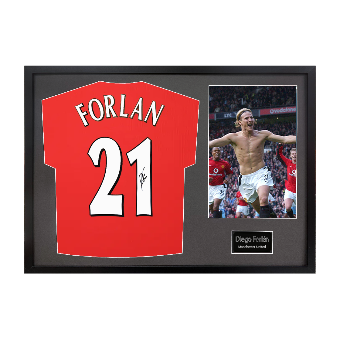 Diego Forlan Signed Manchester United Shirt Classic Frame
