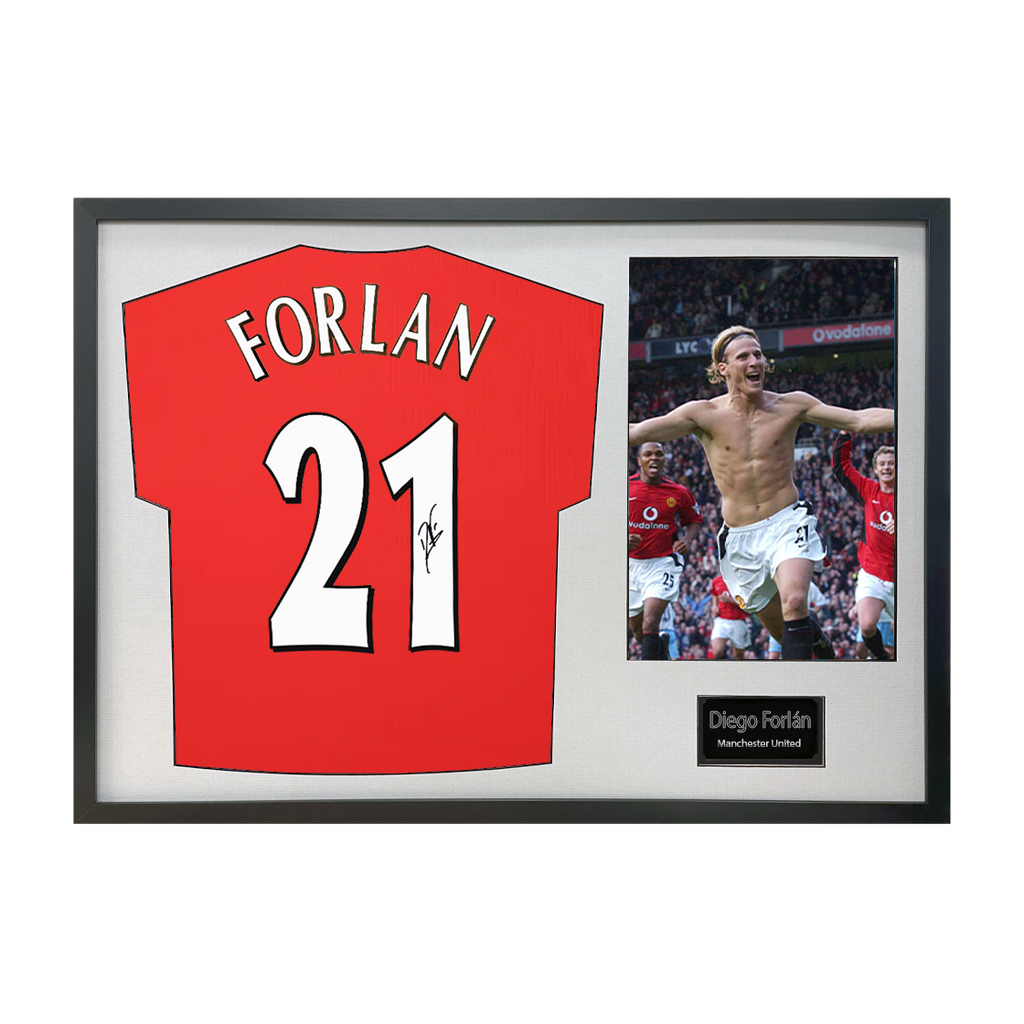 Diego Forlan Signed Manchester United Shirt Classic Frame