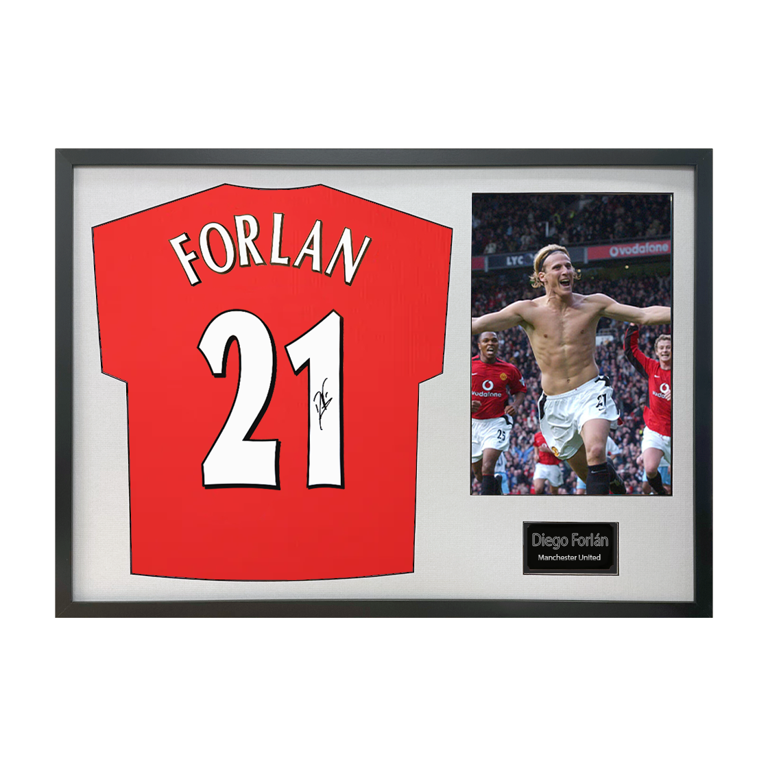 Diego Forlan Signed Manchester United Shirt Classic Frame