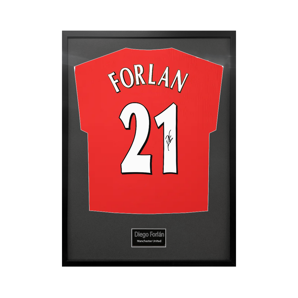 Diego Forlan Signed Manchester United Shirt Standard Frame