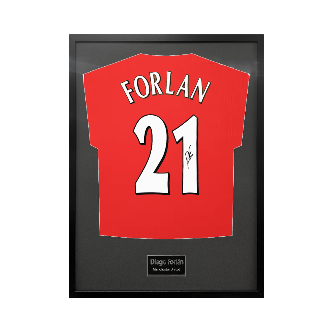 Diego Forlan Signed Manchester United Shirt Standard Frame