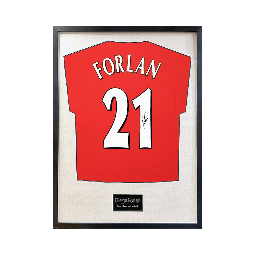 Diego Forlan Signed Manchester United Shirt Standard Frame