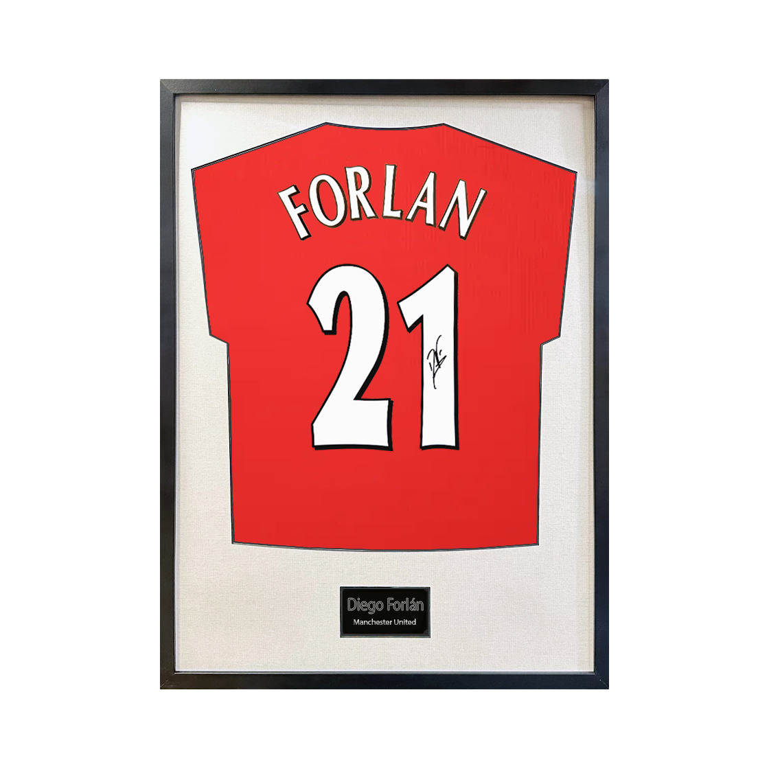 Diego Forlan Signed Manchester United Shirt Standard Frame