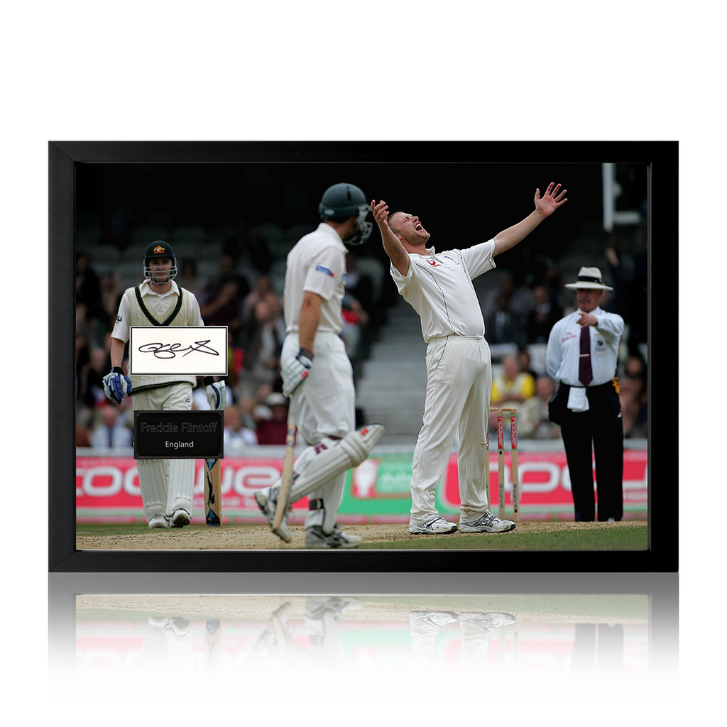 Freddie Flintoff Signed England Cricket Cut Iconic Frame