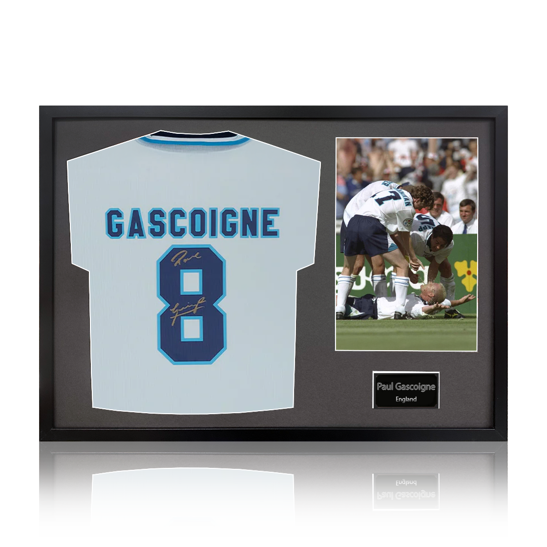 Paul Gascoigne Signed England 96' Shirt Classic Frame