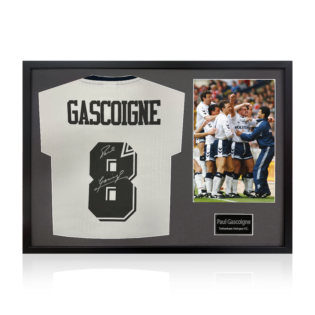 Paul Gascoigne Signed Tottenham Hotspur Shirt Classic Frame