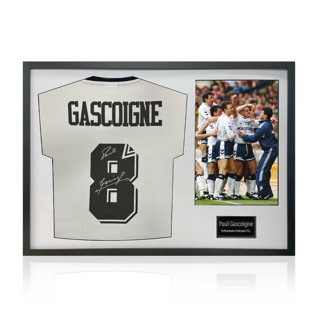 Paul Gascoigne Signed Tottenham Hotspur Shirt Classic Frame.
