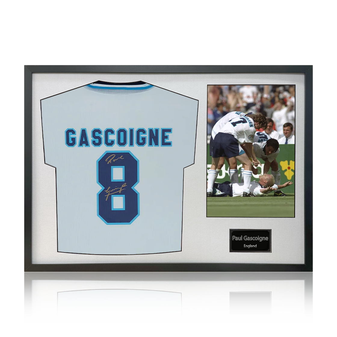 Paul Gascoigne Signed England 96' Shirt Classic Frame