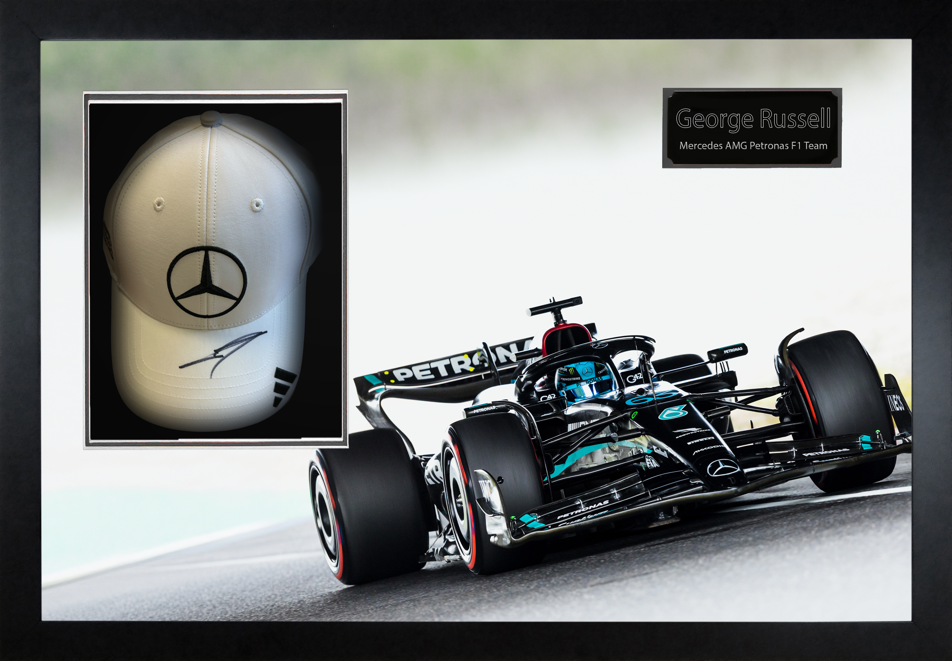 George Russell Signed Mercedes F1 Cap Iconic Frame (ACG Cert)