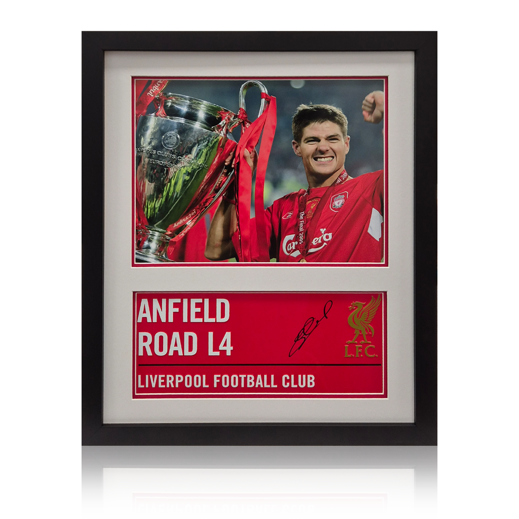 Steven Gerrard Signed Anfield Road Sign Iconic Frame