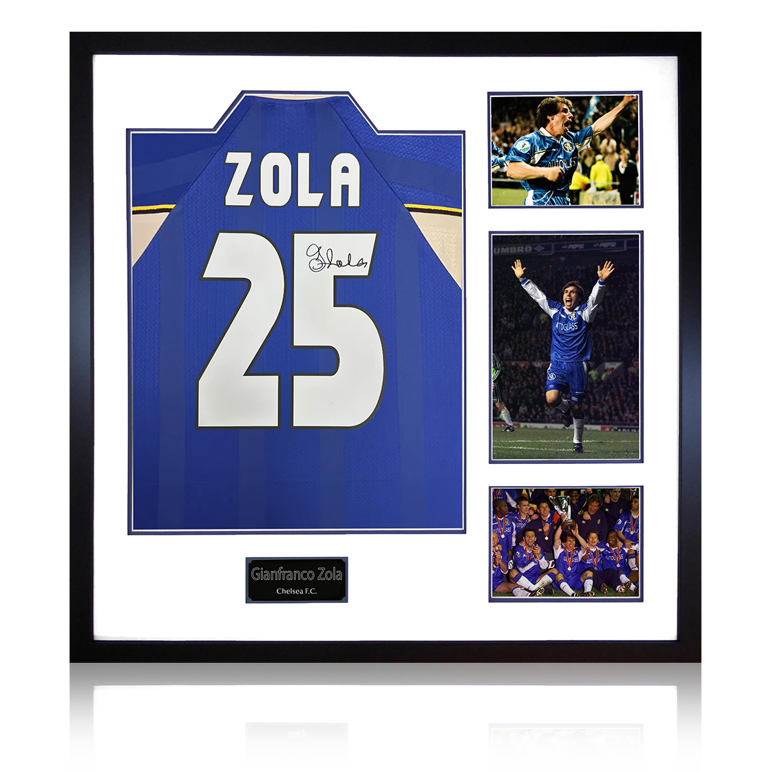 Gianfranco Zola Signed Chelsea Shirt Elite Frame