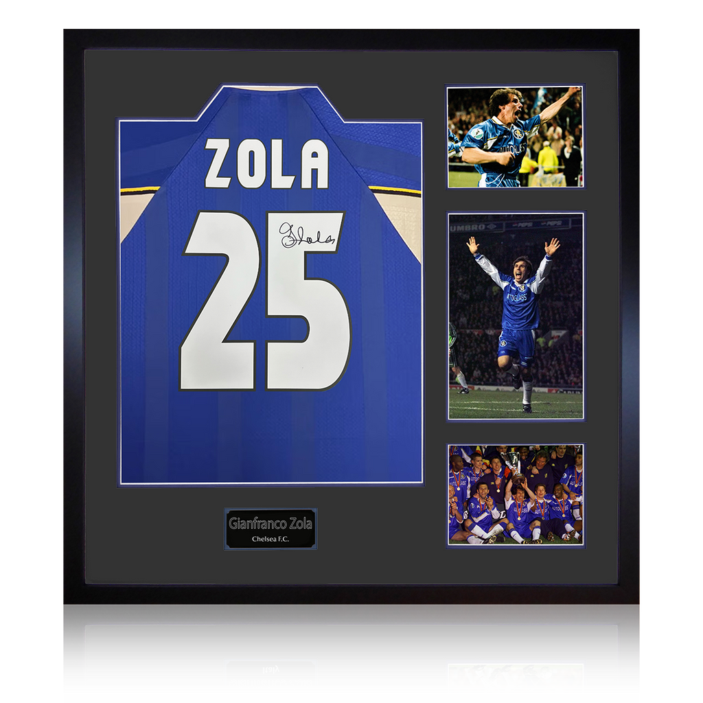 Gianfranco Zola Signed Chelsea Shirt Elite Frame