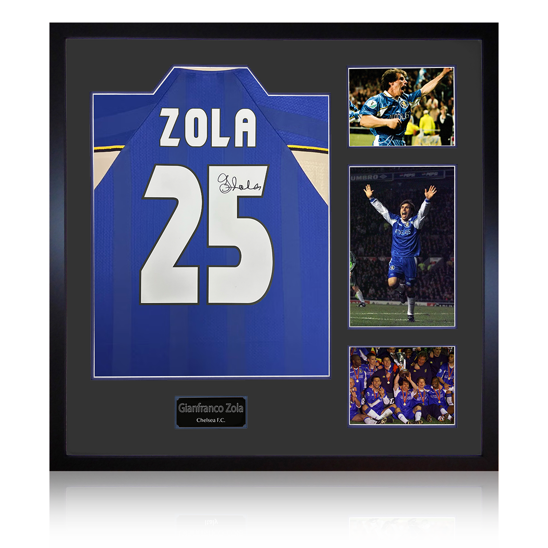 Gianfranco Zola Signed Chelsea Shirt Elite Frame