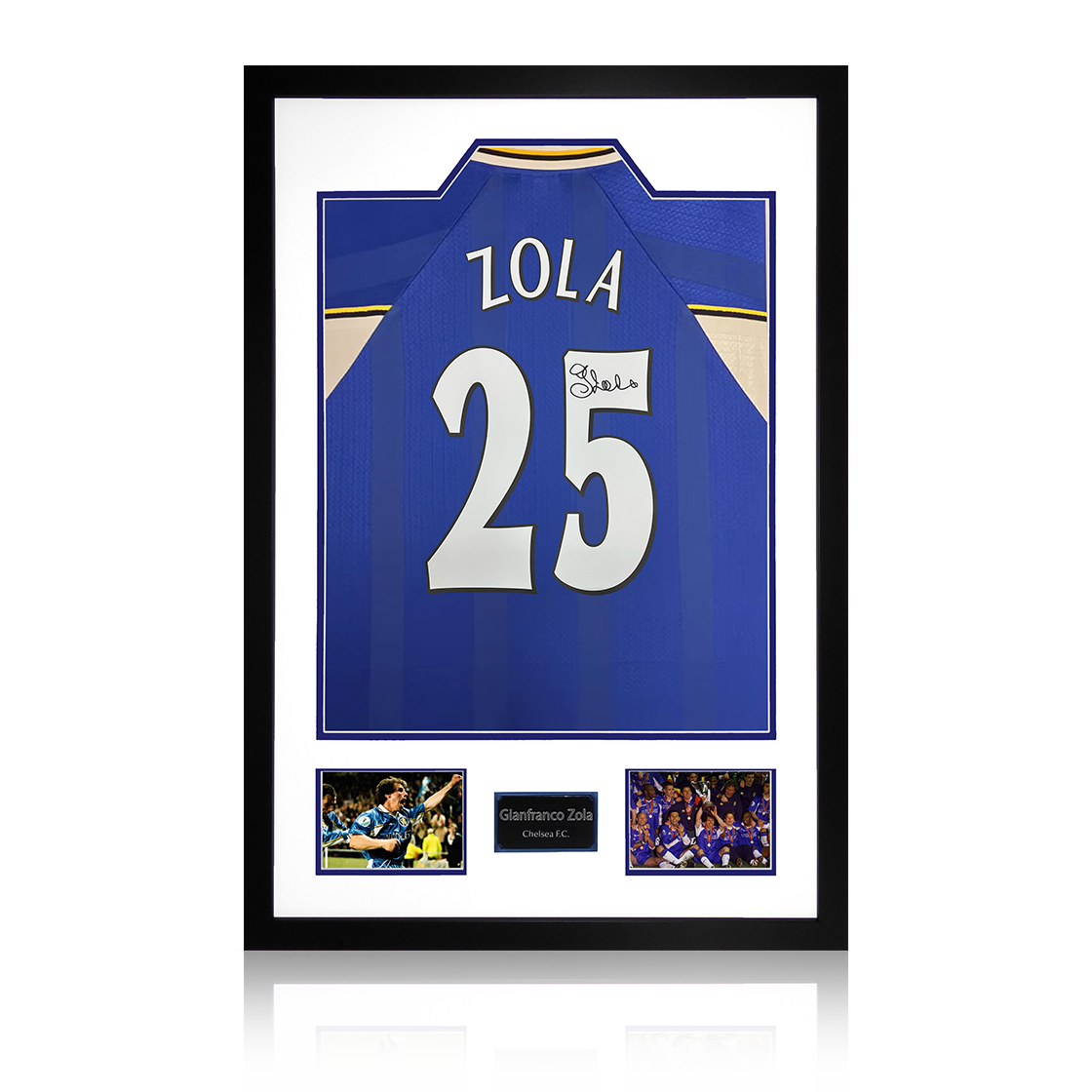 Gianfranco Zola Signed Chelsea Shirt Premium Frame