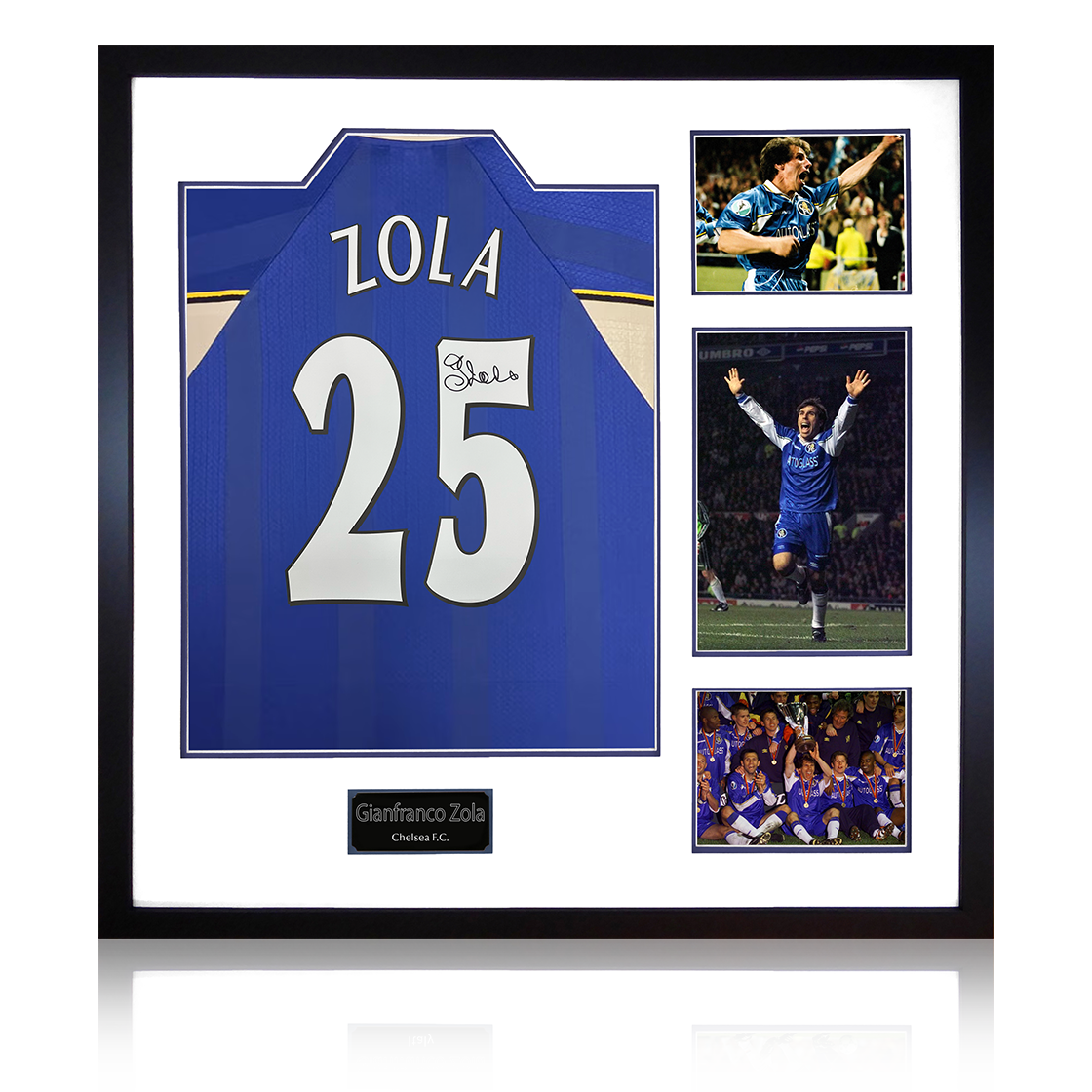 Gianfranco Zola Signed Chelsea Shirt Elite Frame
