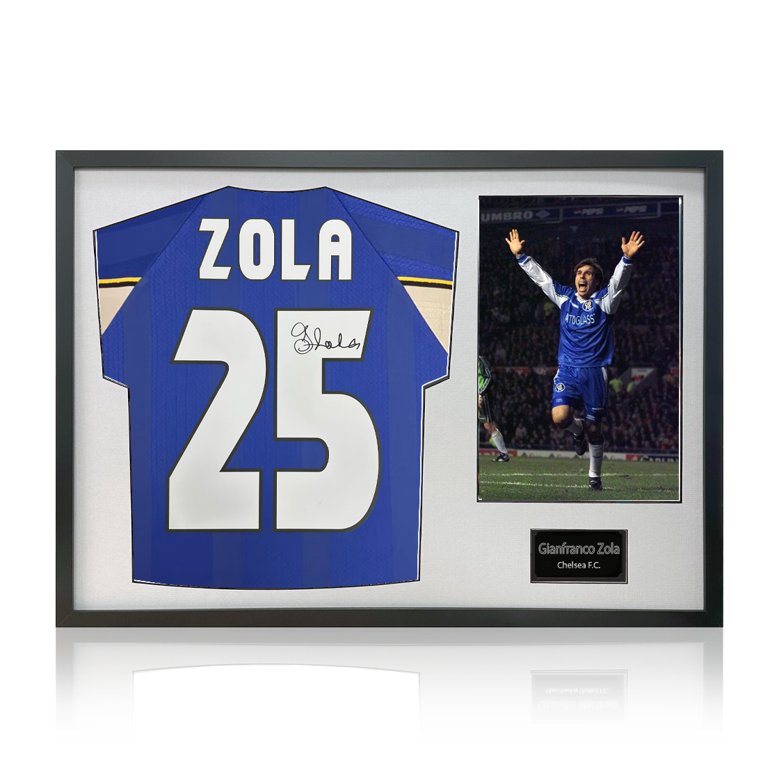 Gianfranco Zola Signed Chelsea Shirt Classic Frame