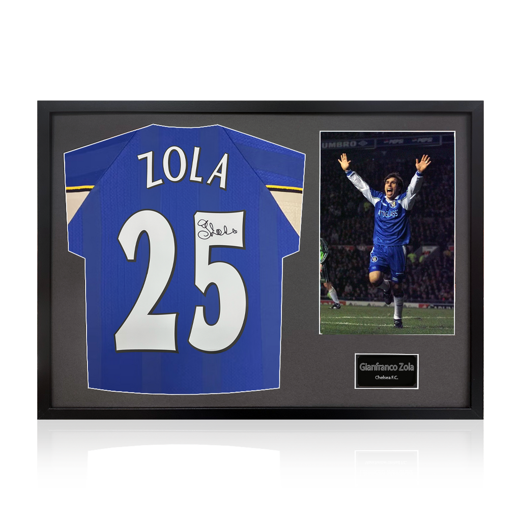 Gianfranco Zola Signed Chelsea Shirt Classic Frame