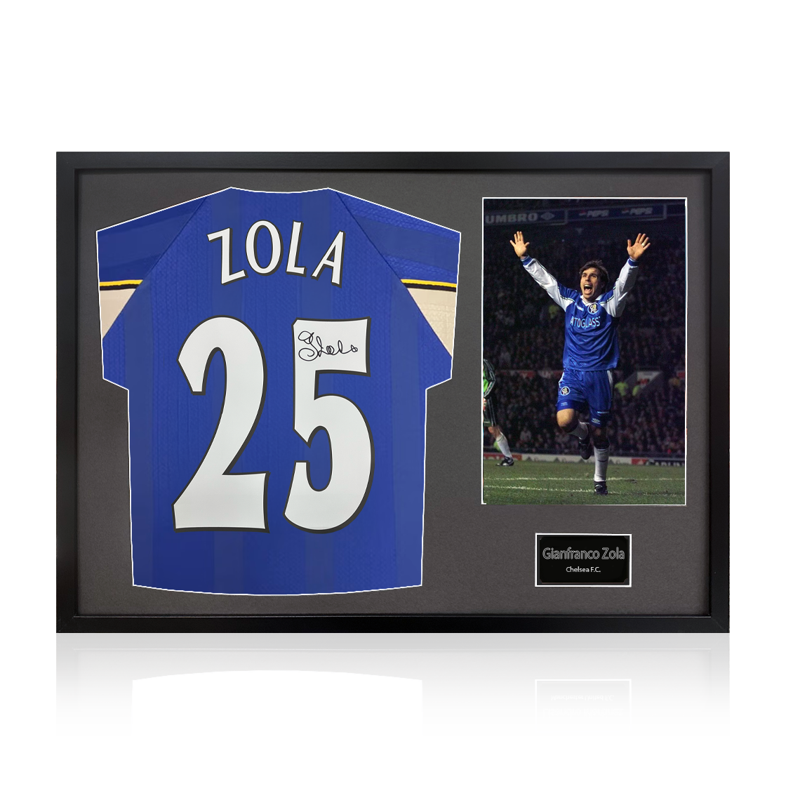 Gianfranco Zola Signed Chelsea Shirt Classic Frame