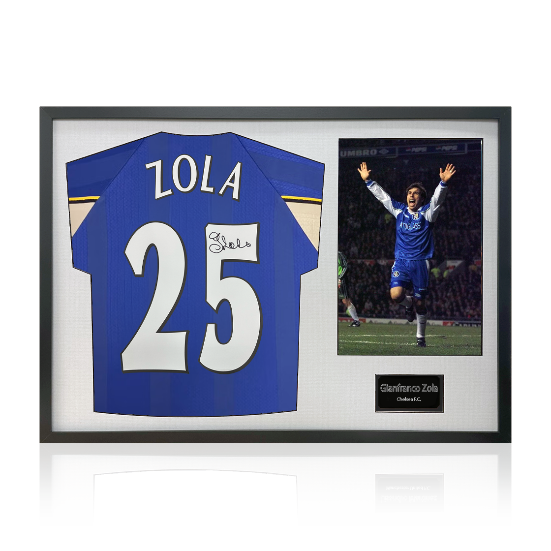 Gianfranco Zola Signed Chelsea Shirt Classic Frame