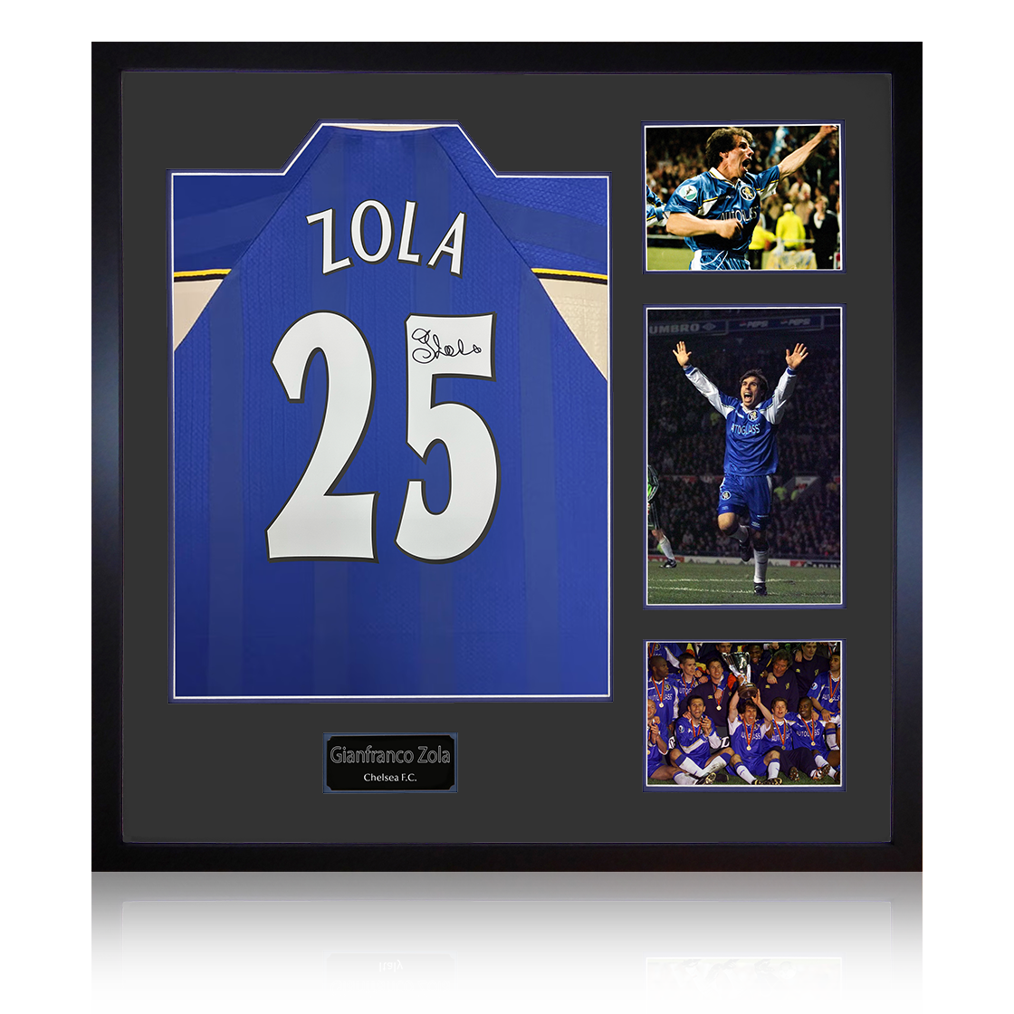 Gianfranco Zola Signed Chelsea Shirt Elite Frame