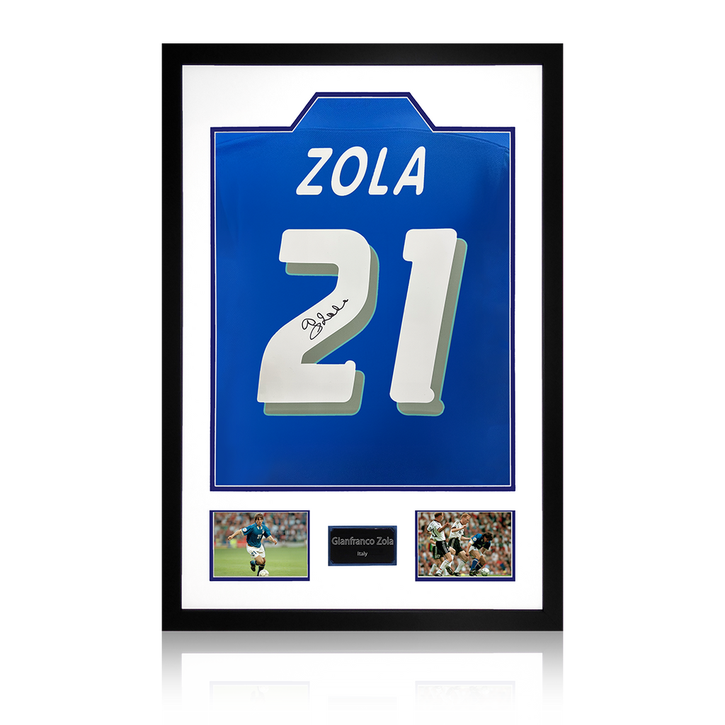 Gianfranco Zola Signed Italy Shirt Premium Frame
