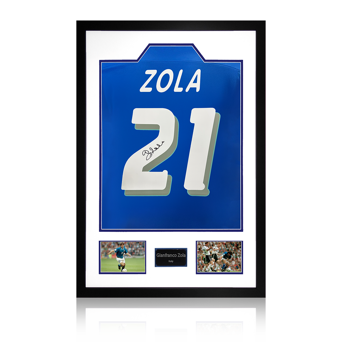 Gianfranco Zola Signed Italy Shirt Premium Frame