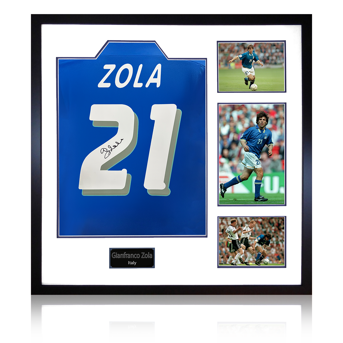 Gianfranco Zola Signed Italy Shirt Elite Frame