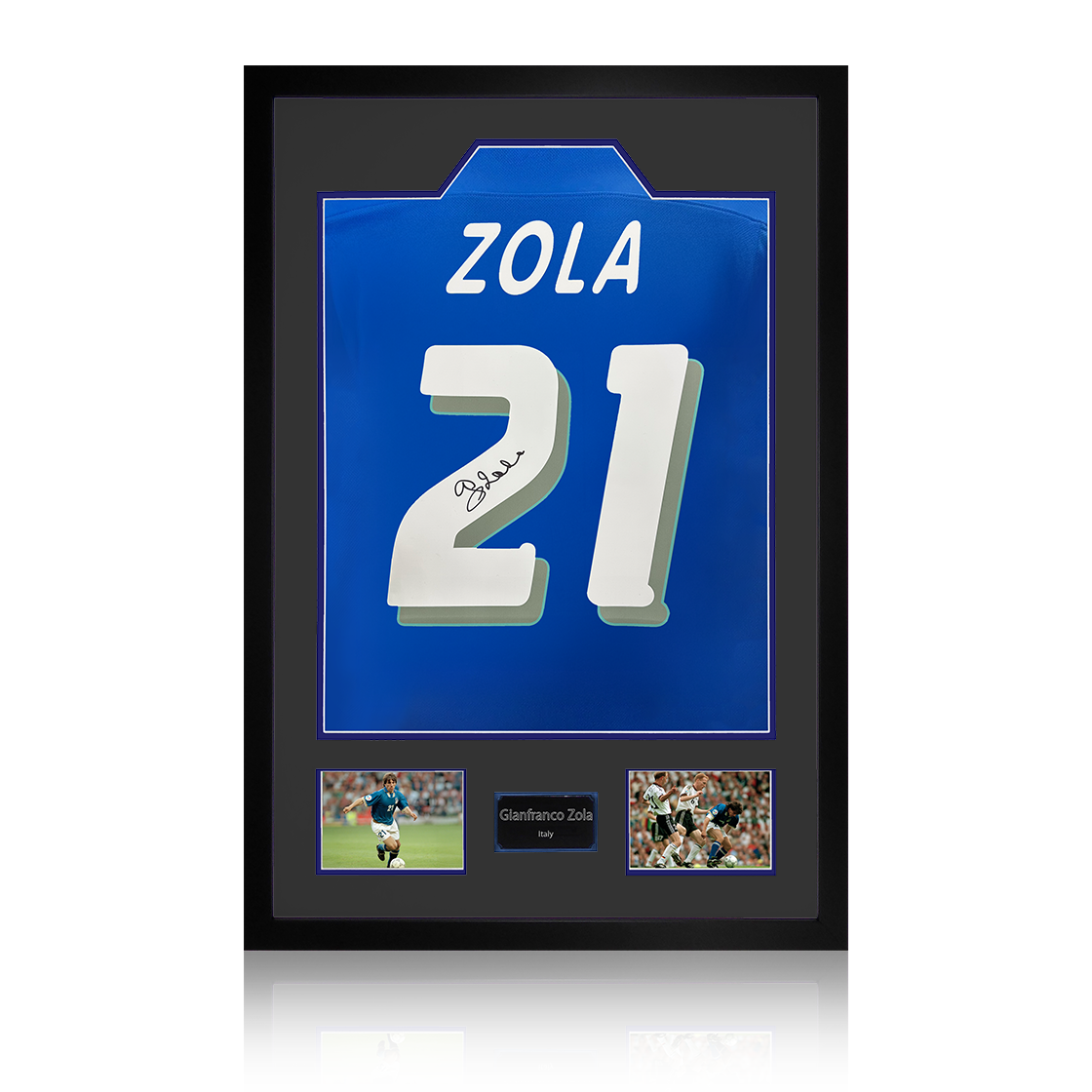 Gianfranco Zola Signed Italy Shirt Premium Frame
