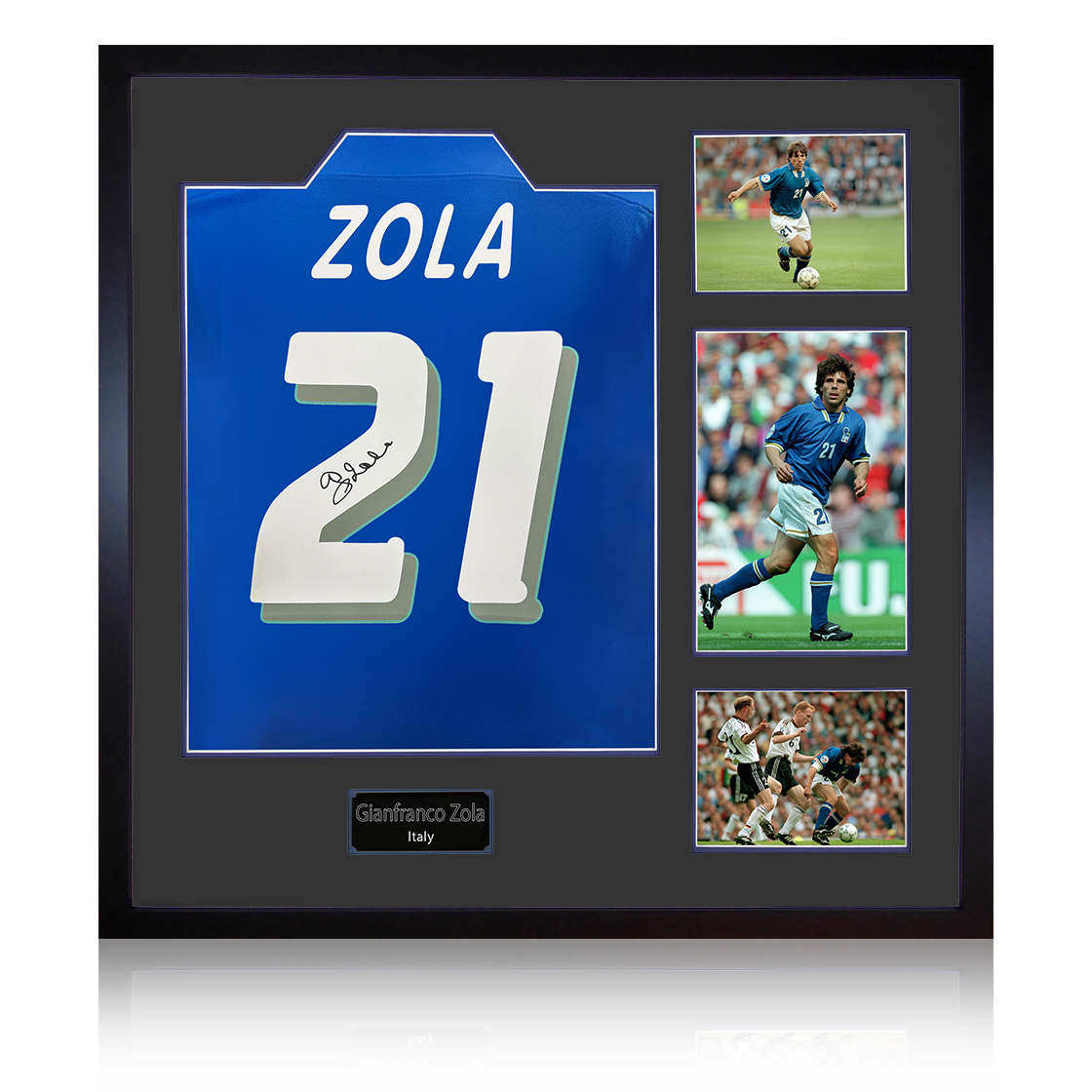 Gianfranco Zola Signed Italy Shirt Elite Frame
