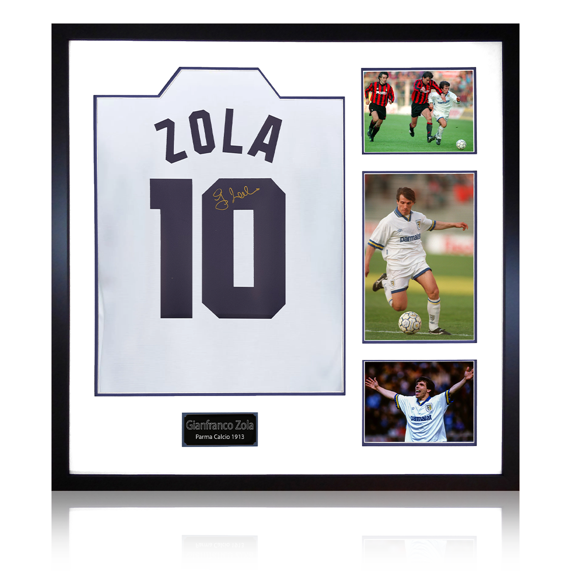 Gianfranco Zola Signed Parma Calcio 1913 Shirt Elite Frame