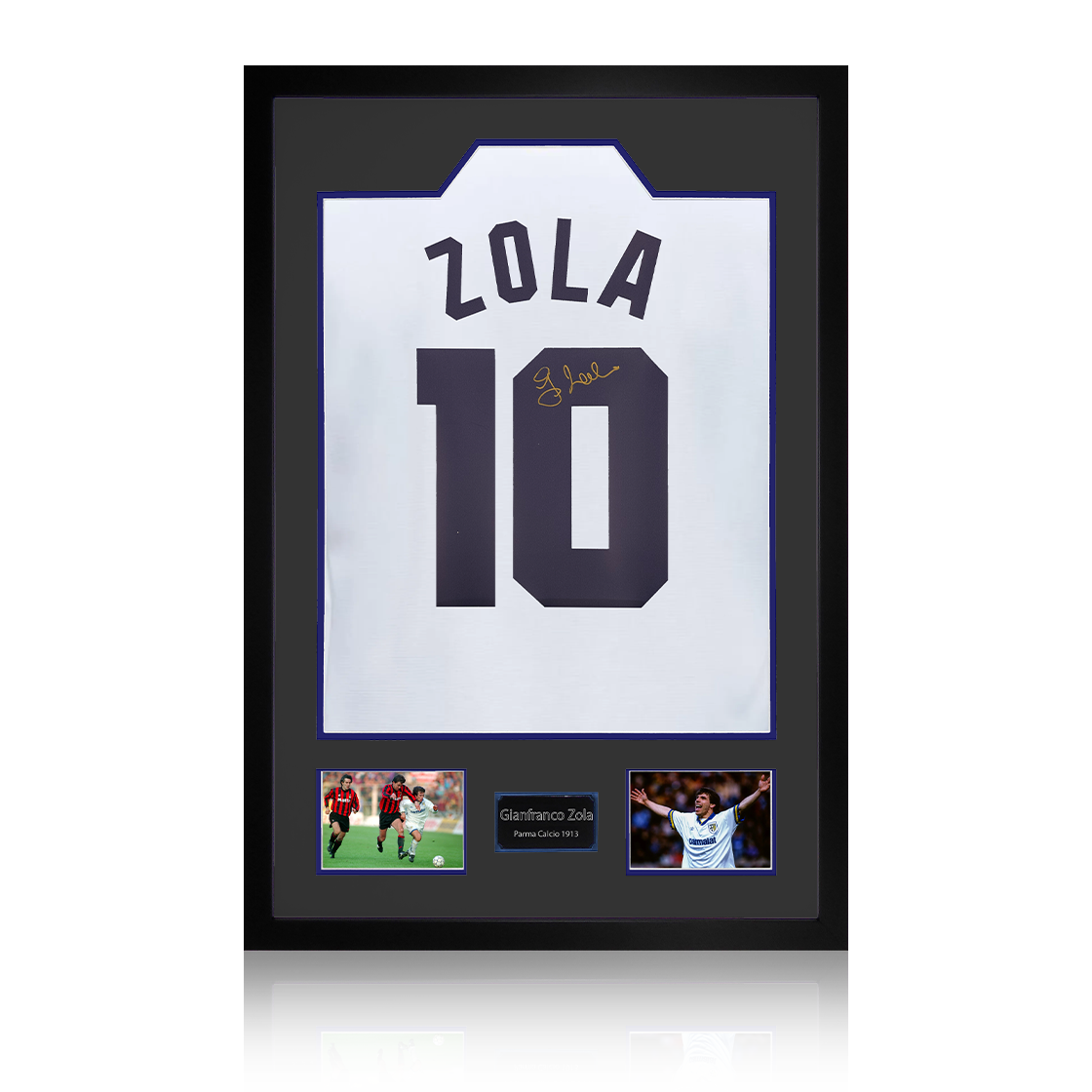 Gianfranco Zola Signed Parma Calcio 1913 Shirt Premium Frame