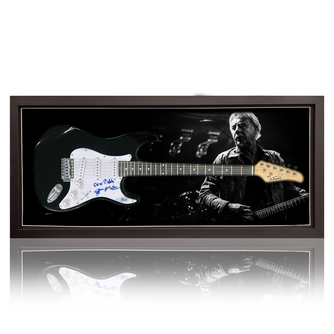 Glen Matlock Signed Sex Pistols Guitar Frame (Beckett)