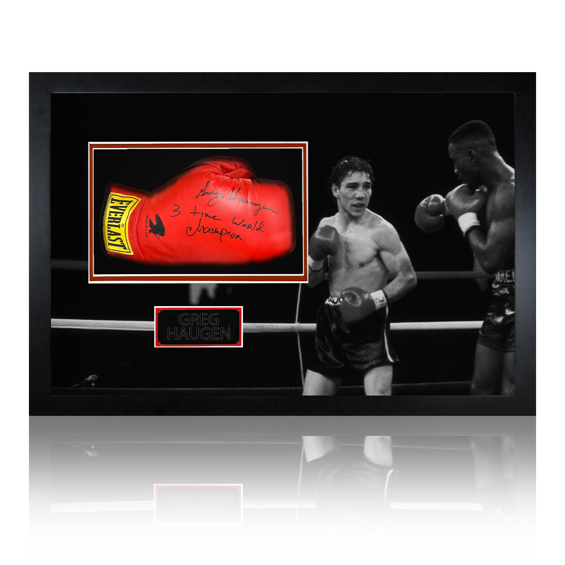 Greg Haugen Signed Glove Iconic Frame