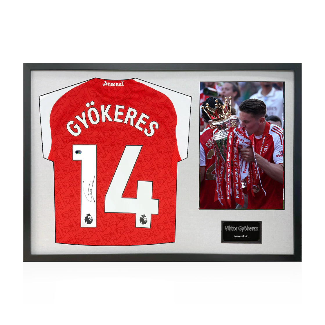 Viktor Gyökeres Signed Arsenal Champions Shirt Classic Frame (ACG Cert)