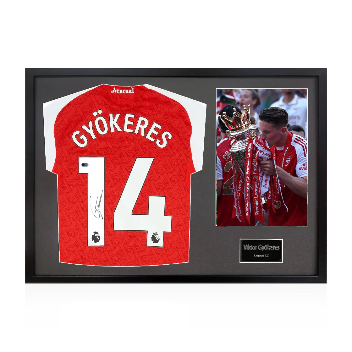 Viktor Gyökeres Signed Arsenal Champions Shirt Classic Frame (ACG Cert)